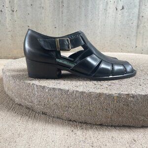 Vintage COLE HAAN Black Open Toe Fisherman Sandal Shoes